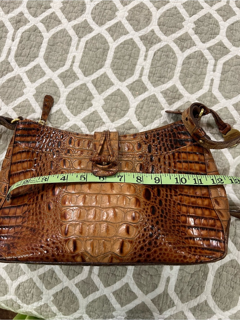 Brahmin Isabelle Tortoiseshell Croc-Embossed Tote in Warm Brown - Picture 10 of 12